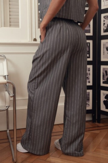 Maxi palazo sastrero rayado Hey! | venta mayorista y minorista