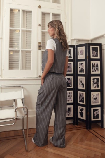 Maxi palazo sastrero rayado Hey! | venta mayorista y minorista