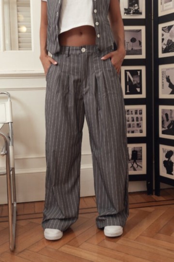 Maxi palazo sastrero rayado Hey! | venta mayorista y minorista