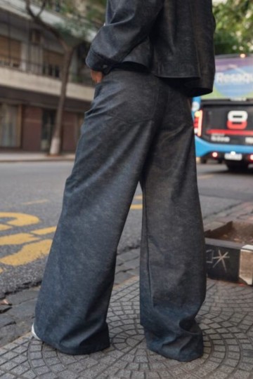 Maxi wide leg eco cuero jean