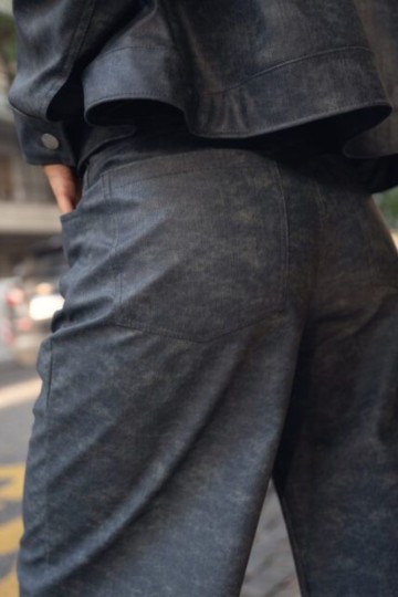 Maxi wide leg eco cuero jean