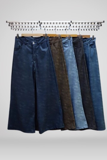 Maxi wide leg eco cuero jean