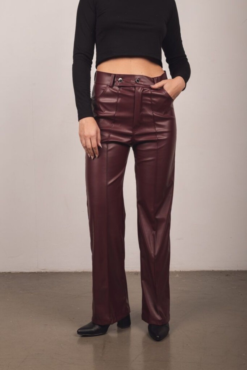 Pantalon recto de eco cuero elastizado por mayor