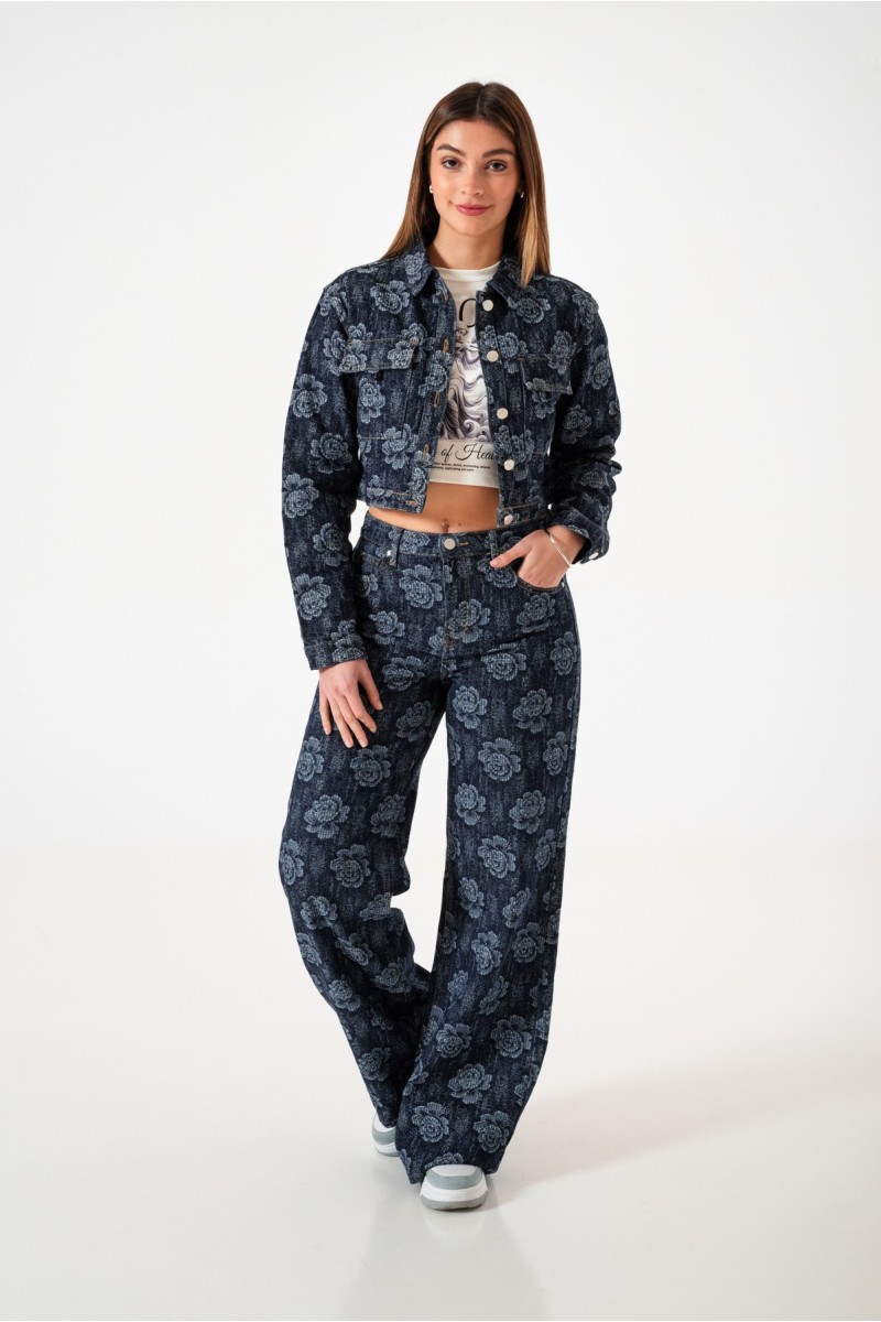 Wide leg boradado rosas art. LY086-1