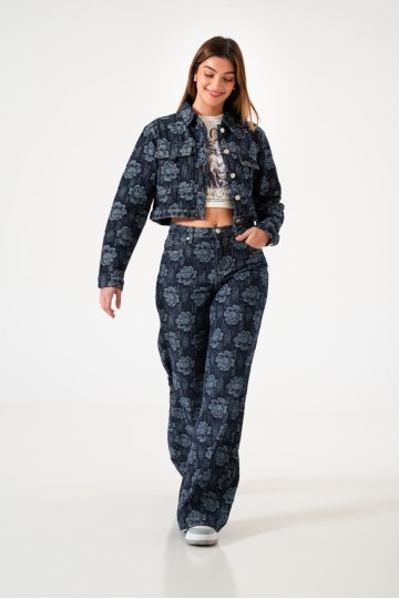 Wide leg boradado rosas art. LY086-1