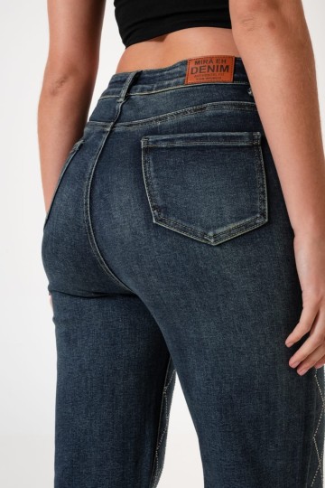 art. A25R03 Jean wide leg strass rombo oxido