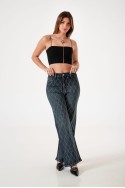 art. A25R03 Jean wide leg strass rombo oxido
