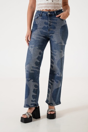 Jean wide leg strass art. A25R04