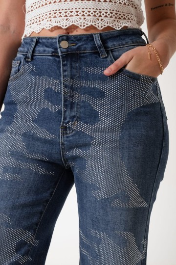 Jean wide leg strass art. A25R04