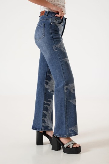 Jean wide leg strass art. A25R04