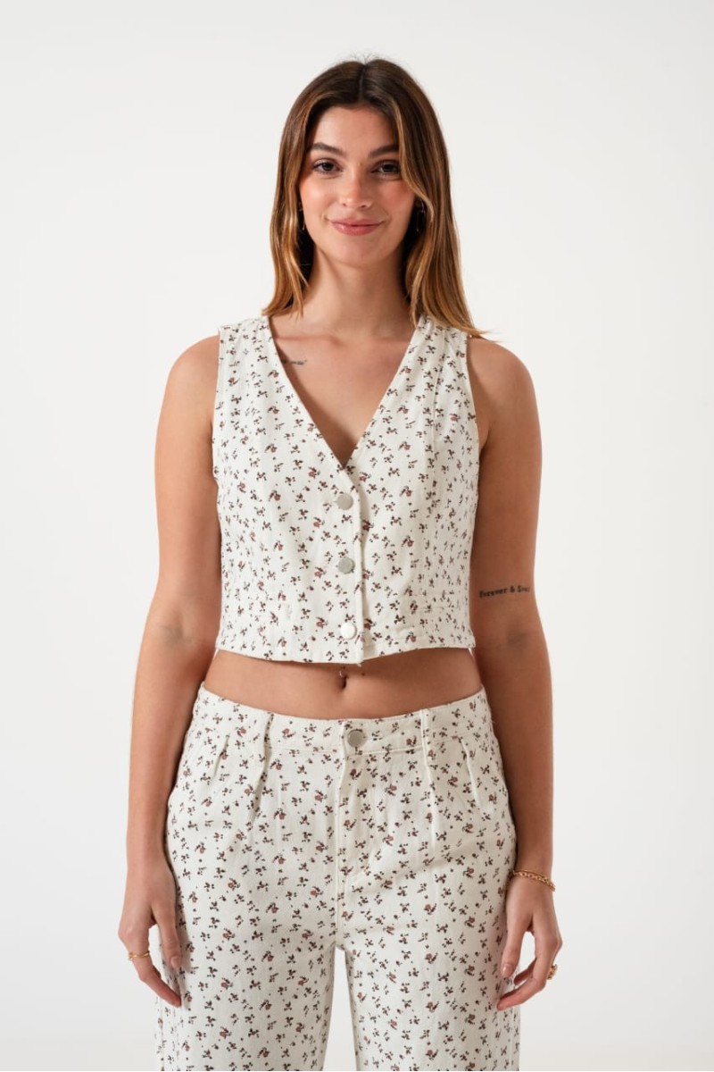 LY-016 CHALECO JEANFLOREADORIGIDO