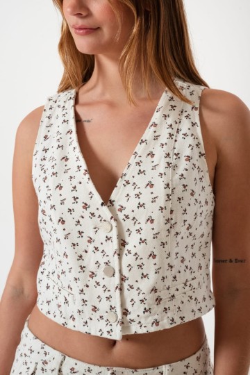 LY-016 CHALECO JEANFLOREADORIGIDO