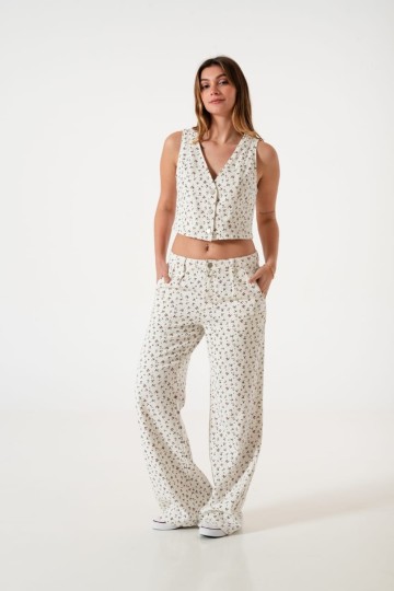 LY-016 CHALECO JEANFLOREADORIGIDO