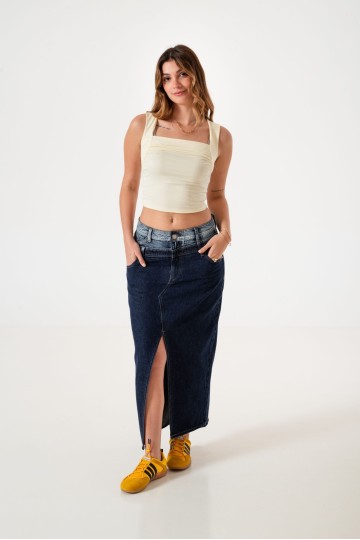 CP910 Maxi falda jean rigido