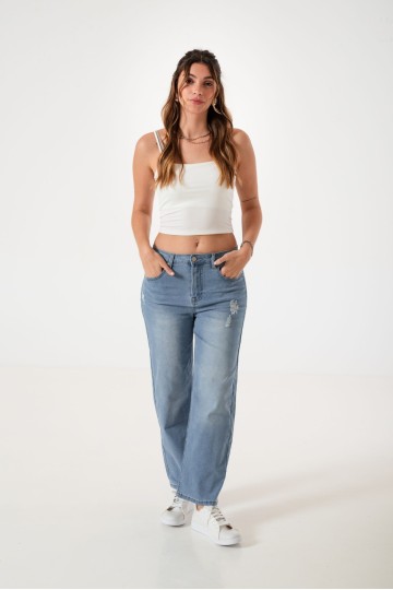 LYFJ911 Jean wide leg elastizado