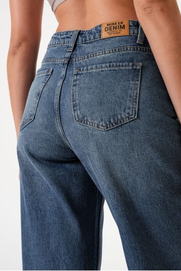 LY-015 Jean wide leg rigido bordado