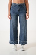 LY-015 Jean wide leg rigido bordado