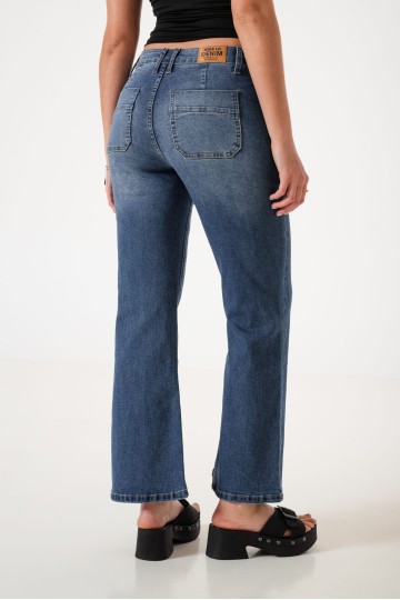 LYFJ676 Jean wide leg elastizado