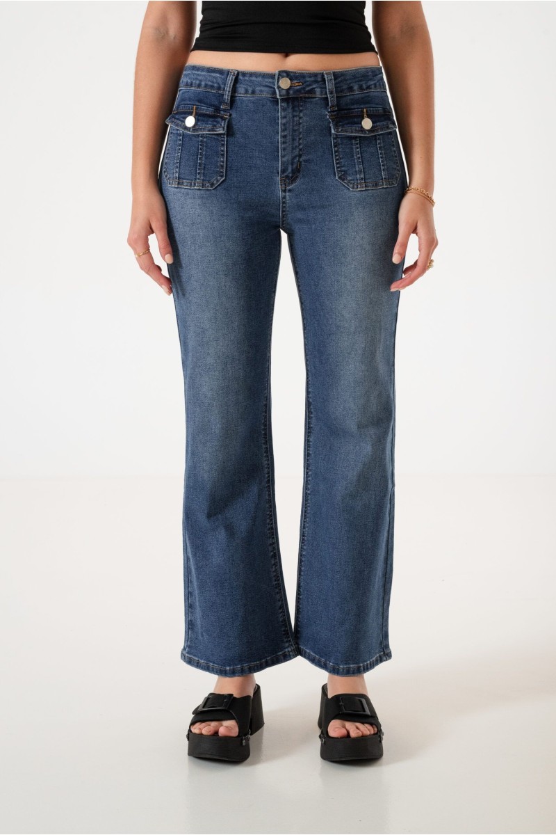 LYFJ676 Jean wide leg elastizado