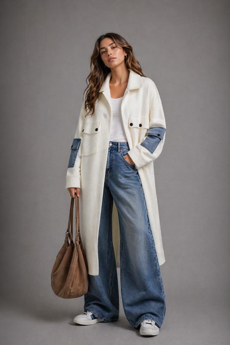 337-3 SACO LARGO SUETER CON JEANS